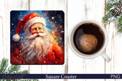 Christmas Square Coaster | Funny Santa Claus | Oil Paints Product Image 1