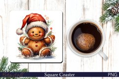 Christmas Square Coaster | Cute Gingerbread Man Product Image 1