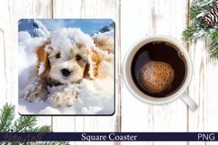 Christmas Square Coaster | Holiday Dog and Snow Product Image 1