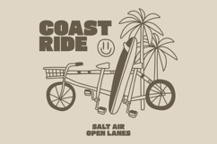 Coast Ride Vintage Summer Riding Beach T shirt Design Product Image 1
