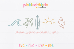 Summer shirt design with wave, sea turtle, surfboard, sun, and shell icons in a clean modern style for Cricut and Silhouette use.