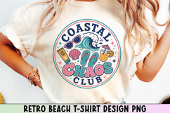Retro Beach T Shirt Design, Distressed Coastal Sublimation. Product Image 1