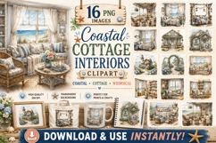 Coastal Cottage Interiors PNG Clipart Bundle 16 Images Product Image 1