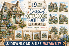 Coastal Cottagecore Beach House Clipart Product Image 1