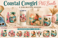 Coastal Cowgirl PNG Sublimation Bundle, Beach Western Cowgir Product Image 1