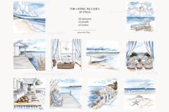 GlamArtZhanna, Coastal clipart, Coastal image, Summer clipart, Summer clip art, Sea clipart, Ocean clip art, Beach clip art, Coastal Girls PNG, Nautical Graphic, Nautical clip art, Summer Girls PNG, Beach Girls image, Seaside Illustration