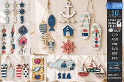 Coastal Hanging Decor Laser Cut Bundle | 3D Nautical Signs Product Image 1