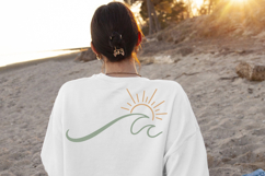 Coastal wave and sun SVG design with smooth curves and clean edges. Lightweight line art style suitable for vinyl, wood signs, and summer-themed designs.