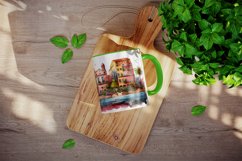 Watercolor coastal town mug, cup wrap sublimation design png Product Image 3