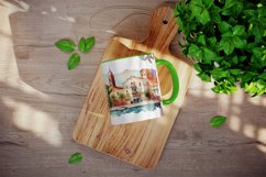 Watercolor coastal town mug, cup wrap sublimation design png Product Image 3