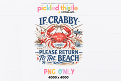 Beach vacation shirt design with detailed crab illustration and nautical coastal graphics in red, navy, and sand tones, styled with vintage distressed lettering.