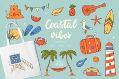20 SUMMER &amp; VACATION DOODLES | EPS PNG JPG Product Image 1