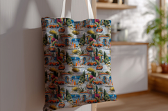 Coastal Village Seamless Pattern Vintage Summer Travel Print Product Image 8