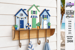 Wooden Coastal Wall Hooks Rack Laser Cut | 3D Layered Ocean Product Image 10
