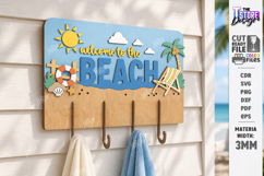 Wooden Coastal Wall Hooks Rack Laser Cut | 3D Layered Ocean Product Image 11