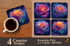 Vibrant Rose Coaster Sublimation Design Product Image 1