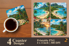 Hawaiian Beach Coaster Sublimation Design Product Image 1