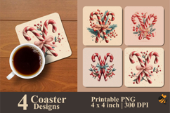 Candy Cane Coaster Sublimation Design Product Image 1