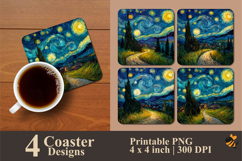 Starry Night Sky Coaster Sublimation Design Product Image 1