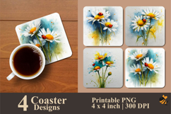 Ladybug Aster Coaster Sublimation Design Product Image 1