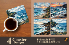 Beauty Seaside Wave Coaster Sublimation Designs Product Image 1