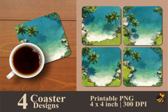 Green Pool Background Coaster Sublimation Design Product Image 1