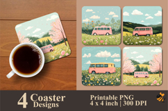 Camping Van Coaster Sublimation Design Product Image 1