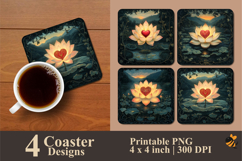 Gold Lotus Flower Coaster Sublimation Design Product Image 1