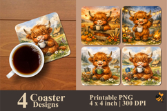 Peaceful Teapot Haven Coaster Sublimation Design Product Image 1