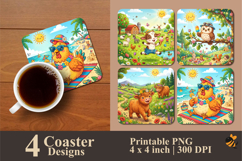 Summer Cute Animal Coaster Sublimation Design Product Image 1