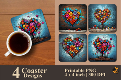 Graffiti Love Flower Coaster Sublimation Design Product Image 1