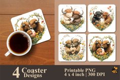 Love Cow Coaster Sublimation Designs Product Image 1