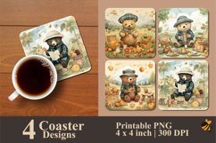 Cute Bear Picnic Coaster Sublimation Designs Product Image 1