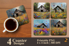 Aesthetic Old House Coaster Sublimation Design Product Image 1