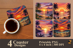 Beach Vacation Coaster Sublimation Design Product Image 1