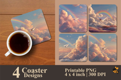 Fantasy Paper Airplane Coaster Sublimation Design Product Image 1