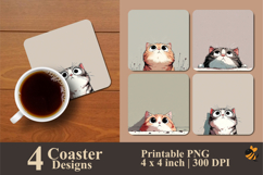 Cat Strategy Coaster Sublimation Design Product Image 1