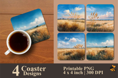 Grass Background Coaster Sublimation Design Product Image 1
