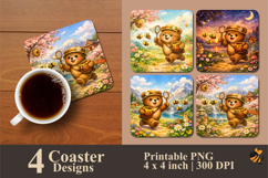 Bear Chasing Bee Coaster Sublimation Design Product Image 1