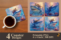 Shark Turtle Coaster Sublimation Design Product Image 1