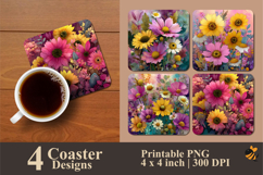 Floral Background Coaster Sublimation Design Product Image 1