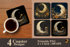Moon Art Coaster Sublimation Design Product Image 1