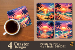 Summer Beach View Coaster Sublimation Design Product Image 1