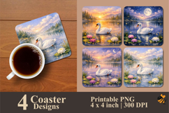 Swans Swim Coaster Sublimation Design Product Image 1