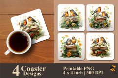 Two Cute Birds Coaster Sublimation Designs Product Image 1
