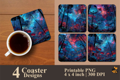 Umbrella Flower Coaster Sublimation Design Product Image 1