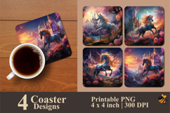 Unicorn Palace Coaster Sublimation Design Product Image 1