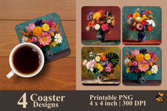 Exotic Flowers Coaster Sublimation Design Product Image 1