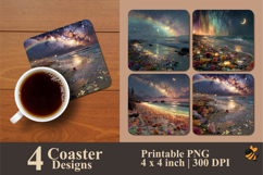 Colorful Beach Roses Coaster Sublimation Design Product Image 1