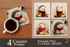 Hedgehog Cold Coaster Sublimation Design Product Image 1